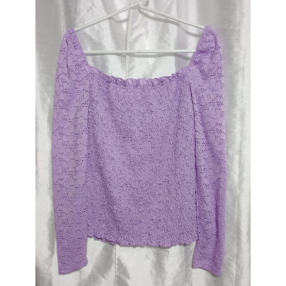 ROMANTIC VENUS Purple Blouse Sexy Lilac Lace Top - Picture 6 of 9